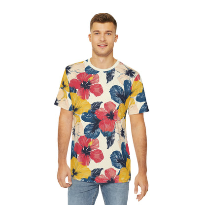 Tropical Ink Blooms Tee - Red, Blue, & Yellow Floral Shirt