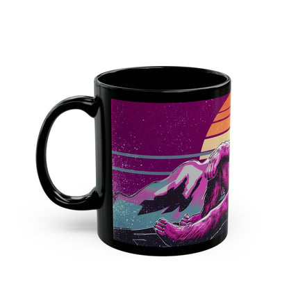 Bigfoot Sunset Dream Mug – Vaporwave-Inspired Mountaintop