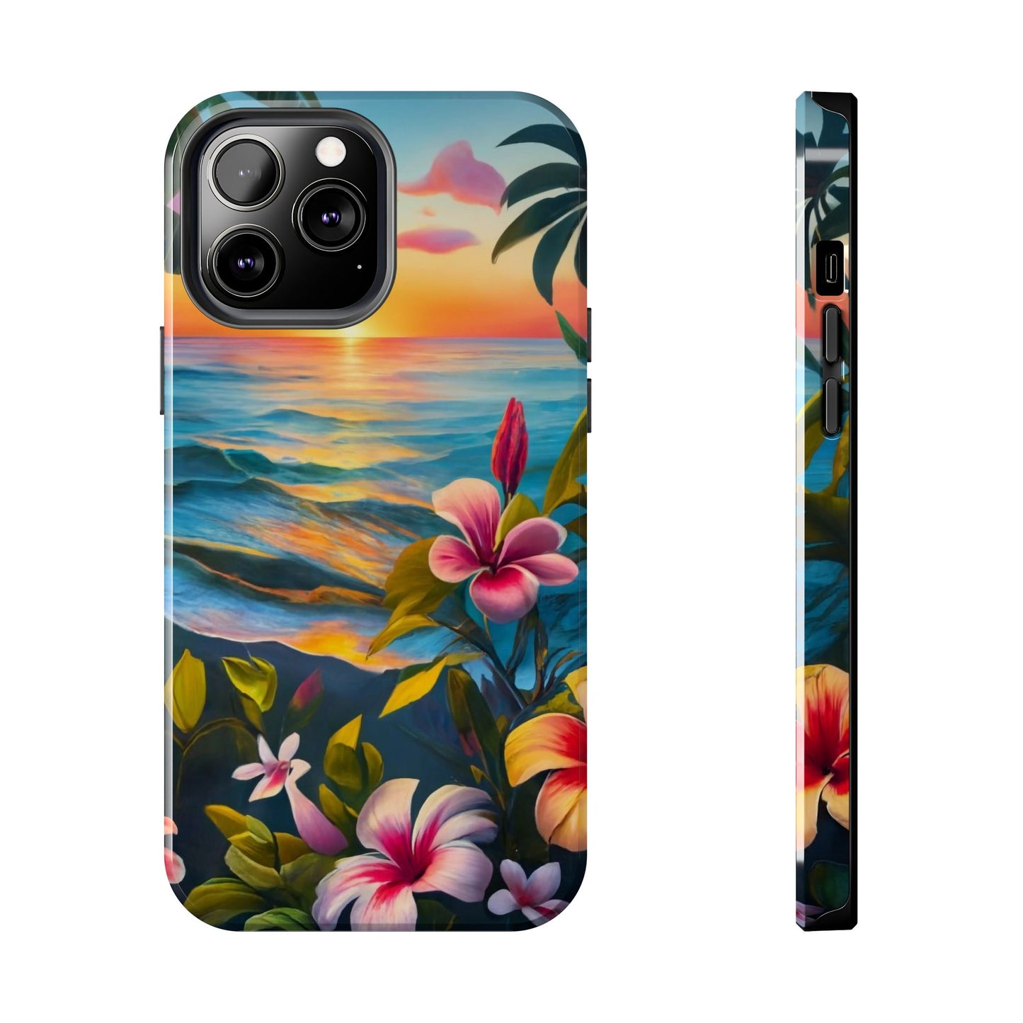 Sunset Palms and Hibiscus Tough Phone Case