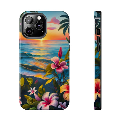 Sunset Palms and Hibiscus Tough Phone Case