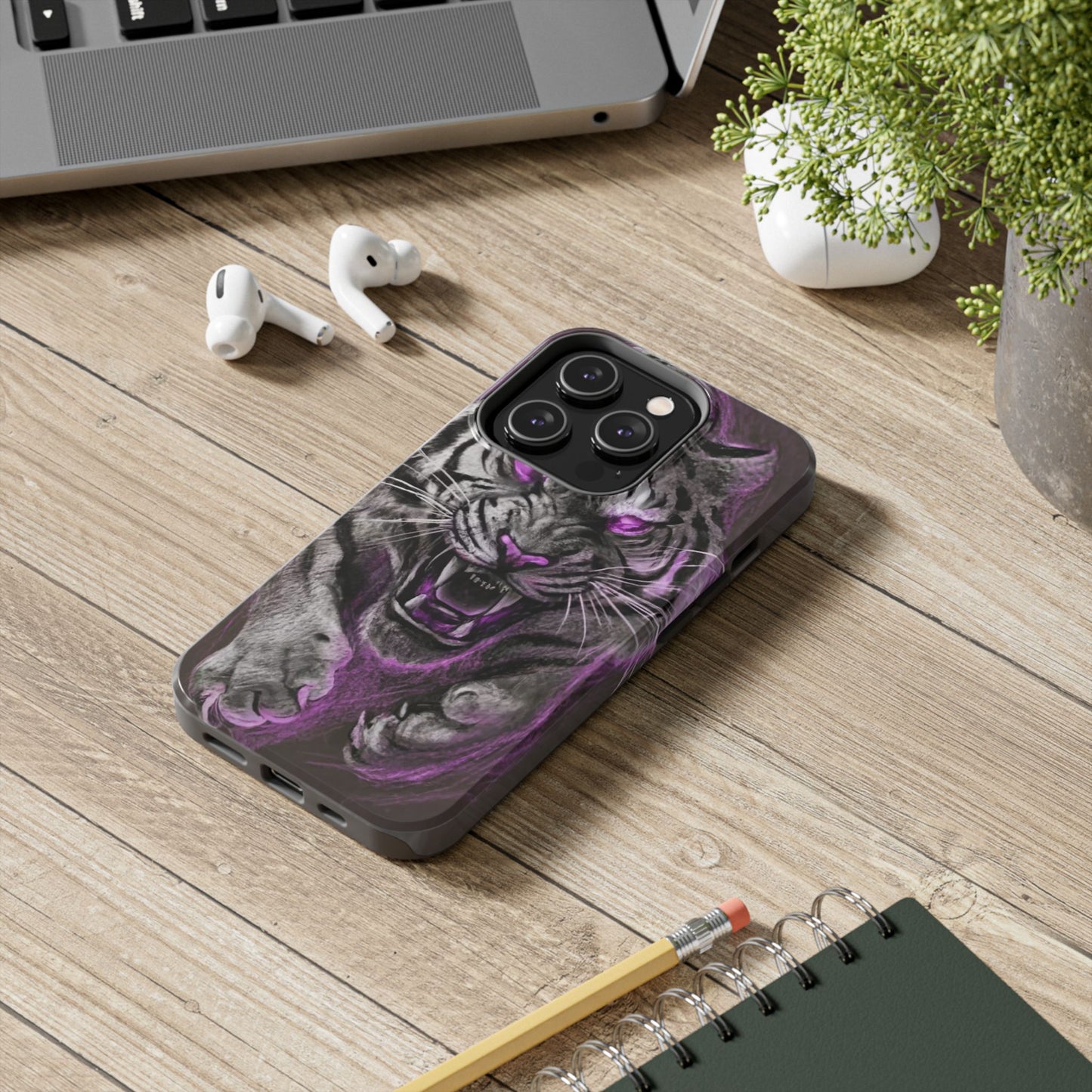 Enigmatic Hunter Tiger Sketch Tough Phone Case