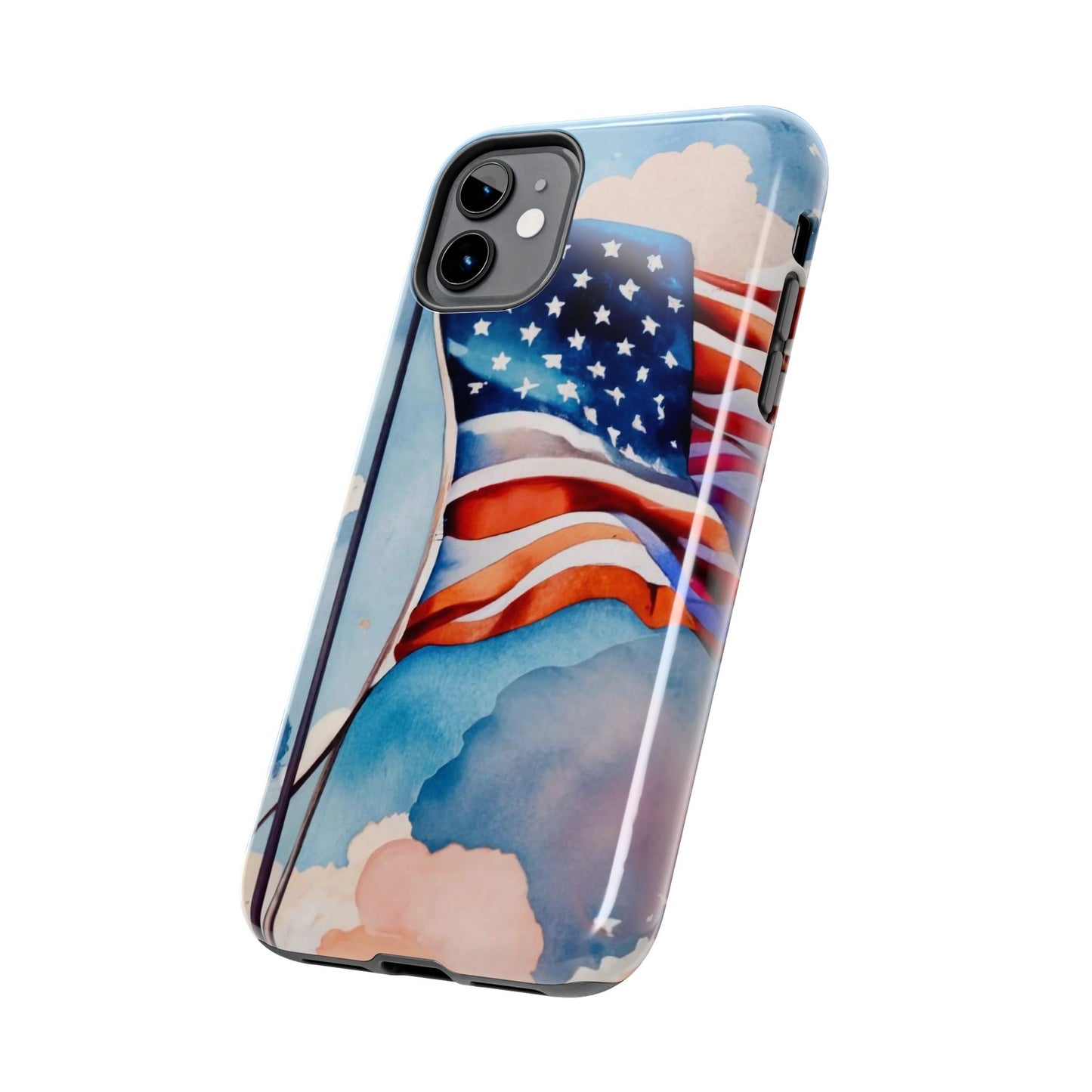 Windswept Patriot Watercolor Flag Tough Phone Case