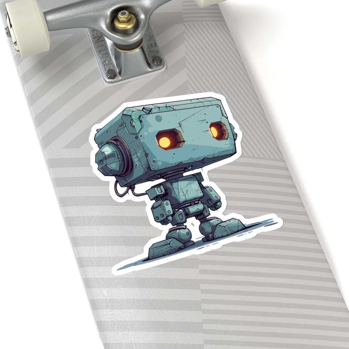 Teal Blocky Robot Vinyl Sticker