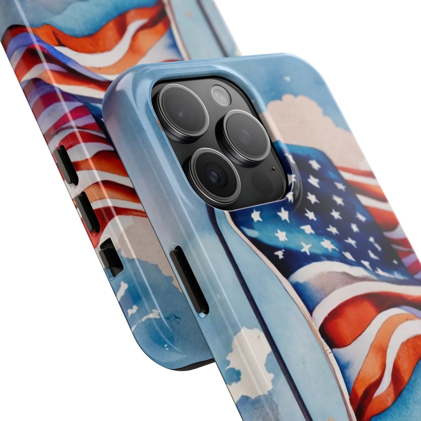 Windswept Patriot Watercolor Flag Tough Phone Case