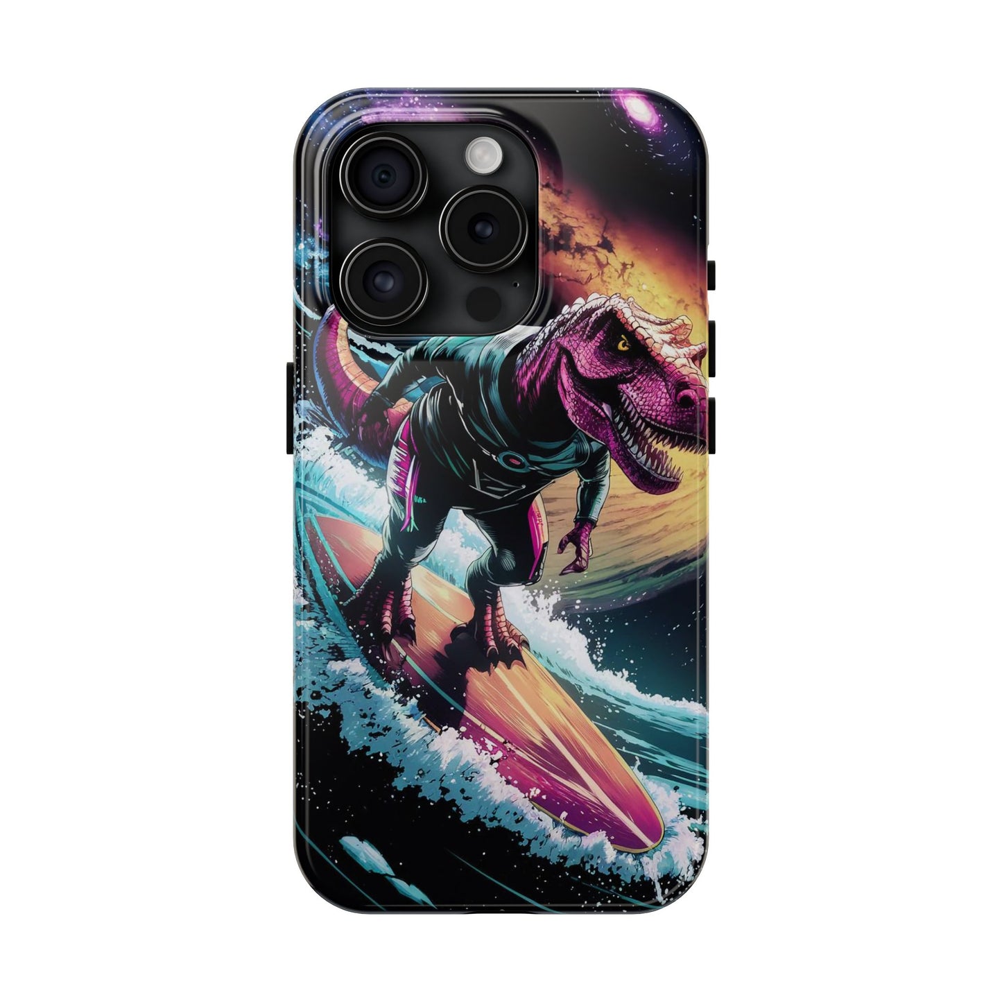 Cosmic T-Rex Surfer Tough Phone Case