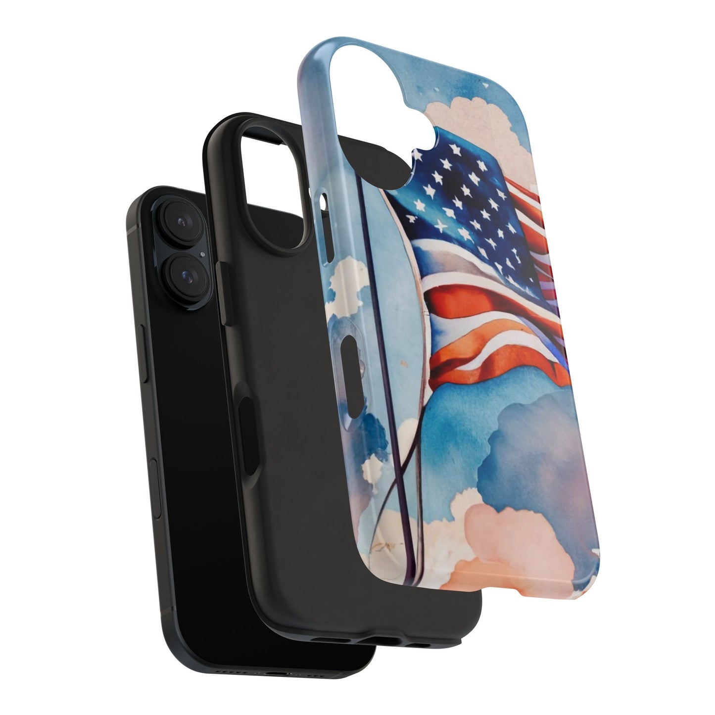 Windswept Patriot Watercolor Flag Tough Phone Case