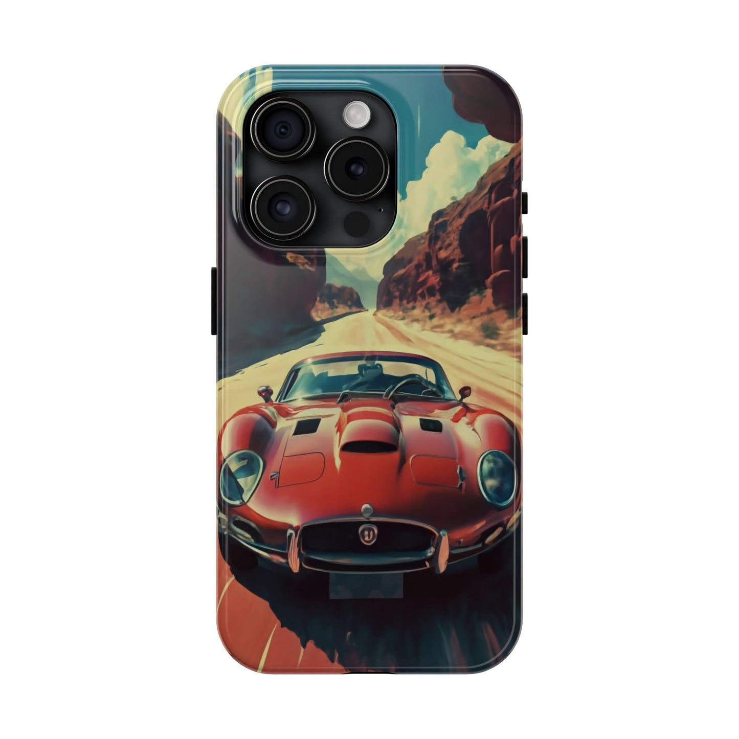 Desert Drive Red Sports Car Tough Phone Case