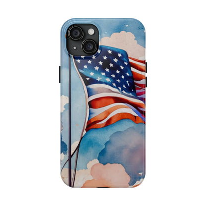 Windswept Patriot Watercolor Flag Tough Phone Case