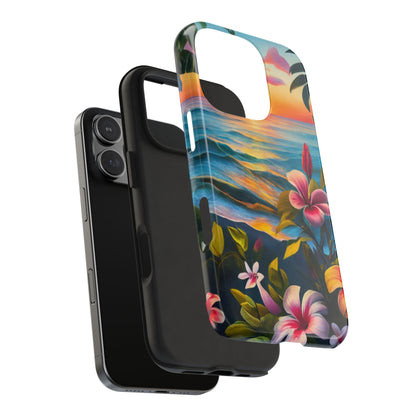 Sunset Palms and Hibiscus Tough Phone Case