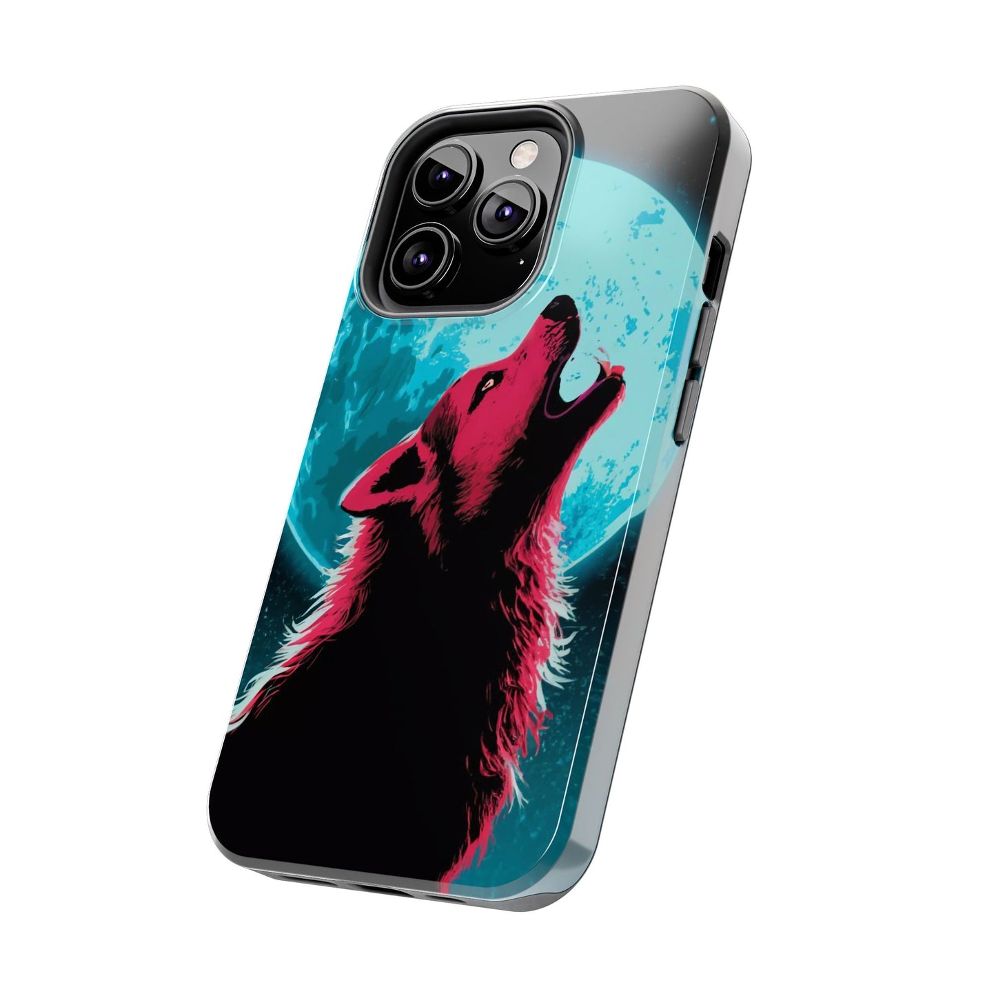 Teal Moon Wolf Serenade Tough Phone Case