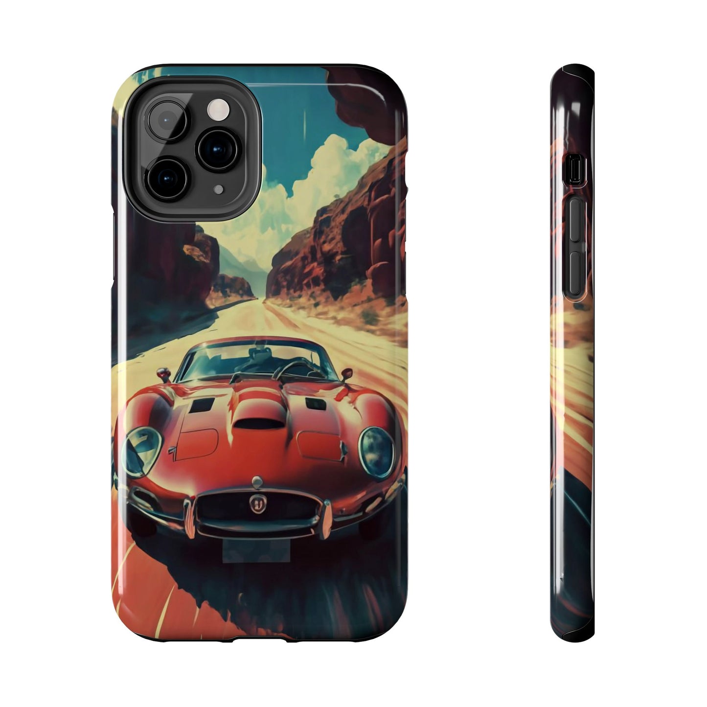 Desert Drive Red Sports Car Tough Phone Case