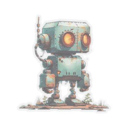 Ship Tank Rusty Teal Robot Vinyl Sticker