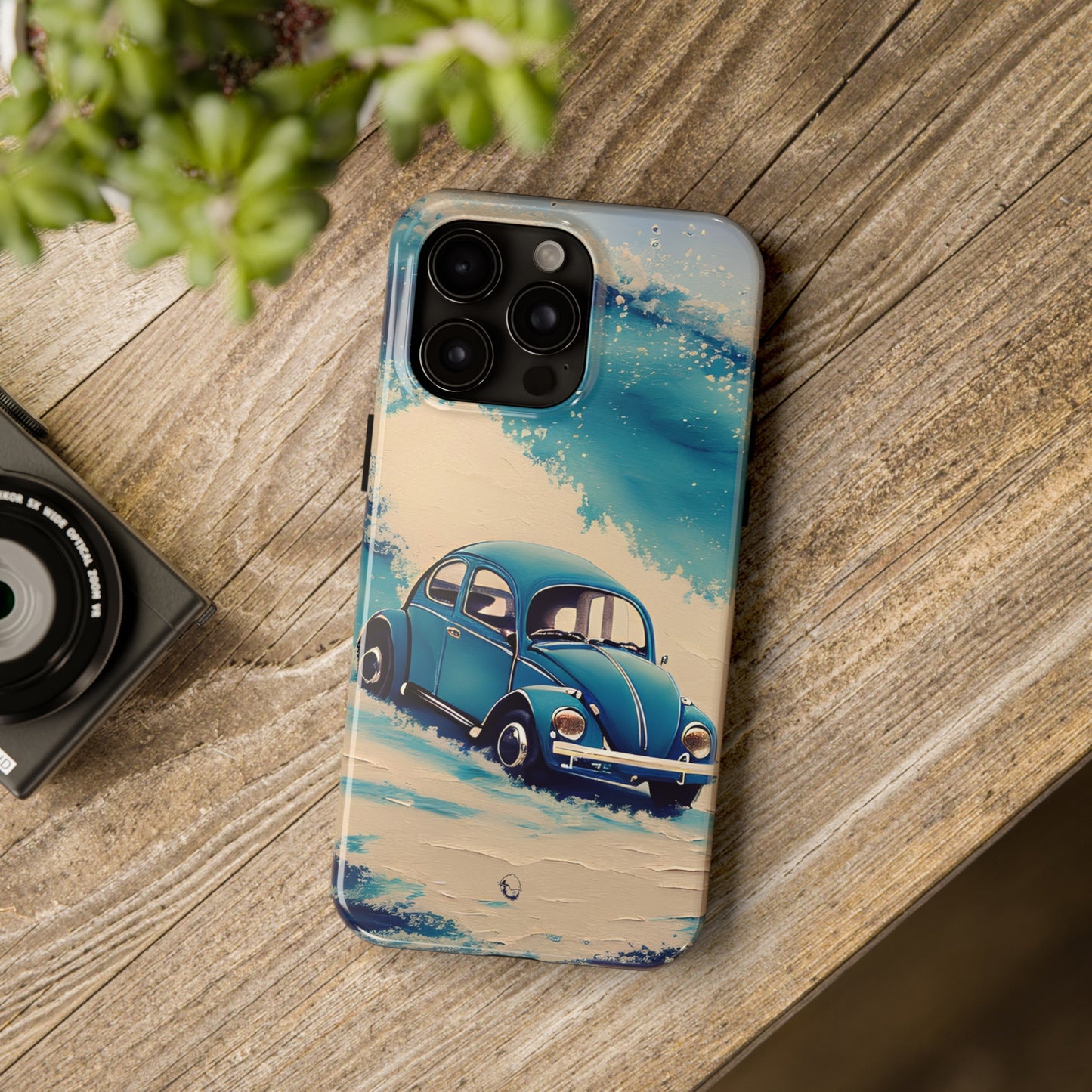 Wave Chasing Painted Blue VDub Beetle - Tough Phone Case