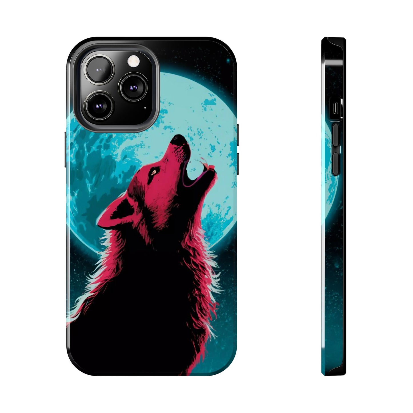 Teal Moon Wolf Serenade Tough Phone Case