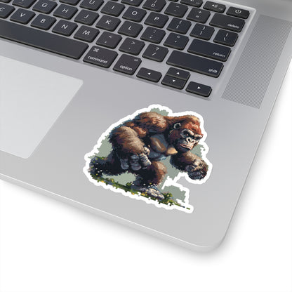 Pixelated Battle-Ready Ape Runner Vinyl Sticker