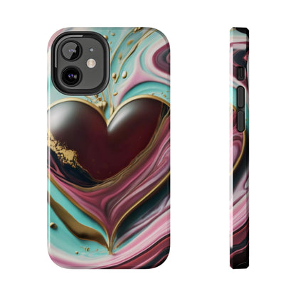 Glossy Heartburst Acrylic Pour Tough Phone Case