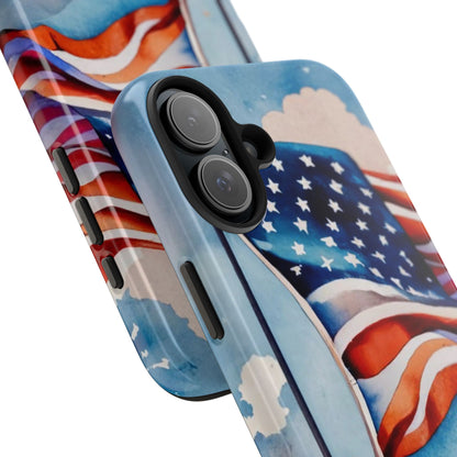 Windswept Patriot Watercolor Flag Tough Phone Case