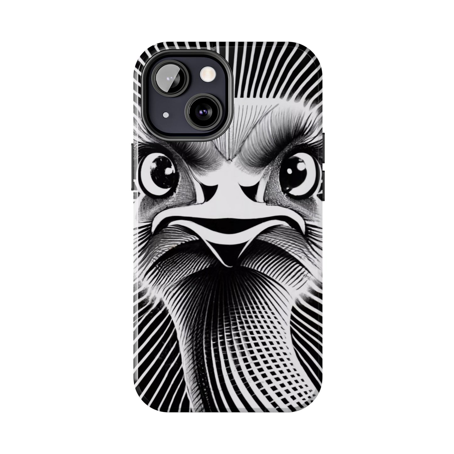 Mystical Stare Monochrome Ostrich Tough Phone Case