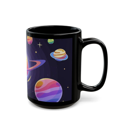 Galaxy Planets Black Mug