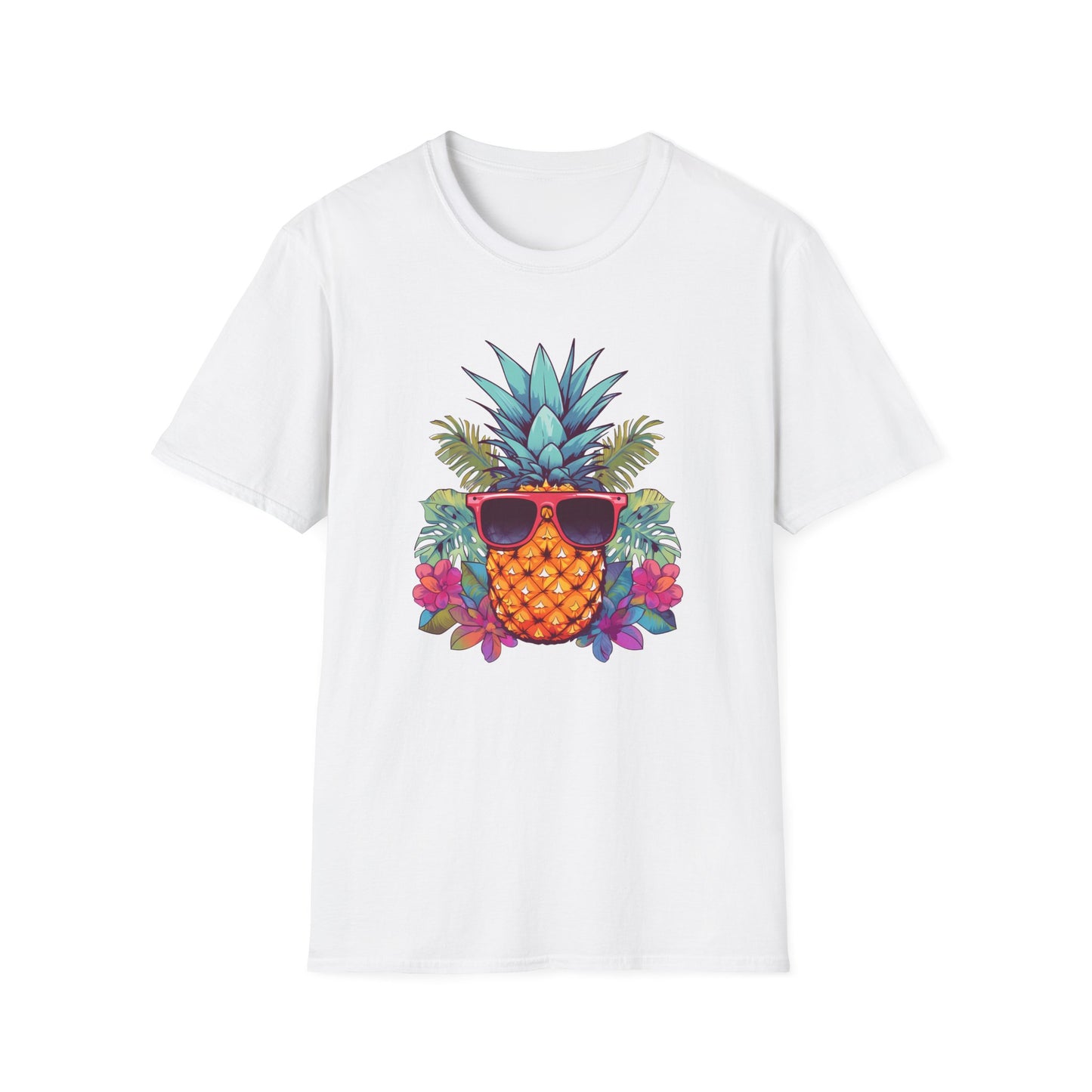 Tropical Pineapple Bloom Unisex Softstyle T-Shirt - Comfortable Tee with Vibrant Pineapple Design for Summer Vibes