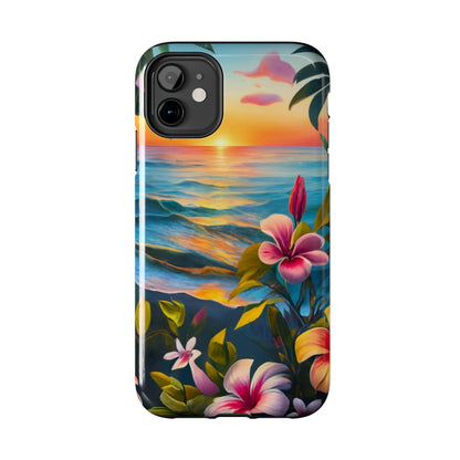 Sunset Palms and Hibiscus Tough Phone Case