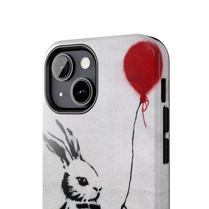 Banksy-Inspired Rabbit Balloon Escape Tough Phone Case