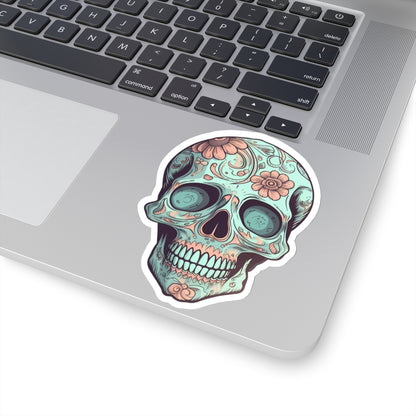 Light Blue Sugar Skull Sticker