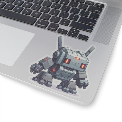 Battle-Ready Gray-Green Robot Vinyl Sticker