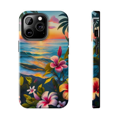 Sunset Palms and Hibiscus Tough Phone Case