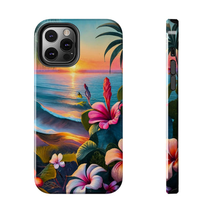 Sunset Beach Hibiscus Palms Tough Phone Case