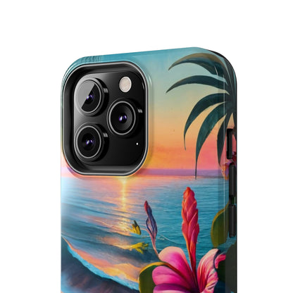 Sunset Beach Hibiscus Palms Tough Phone Case