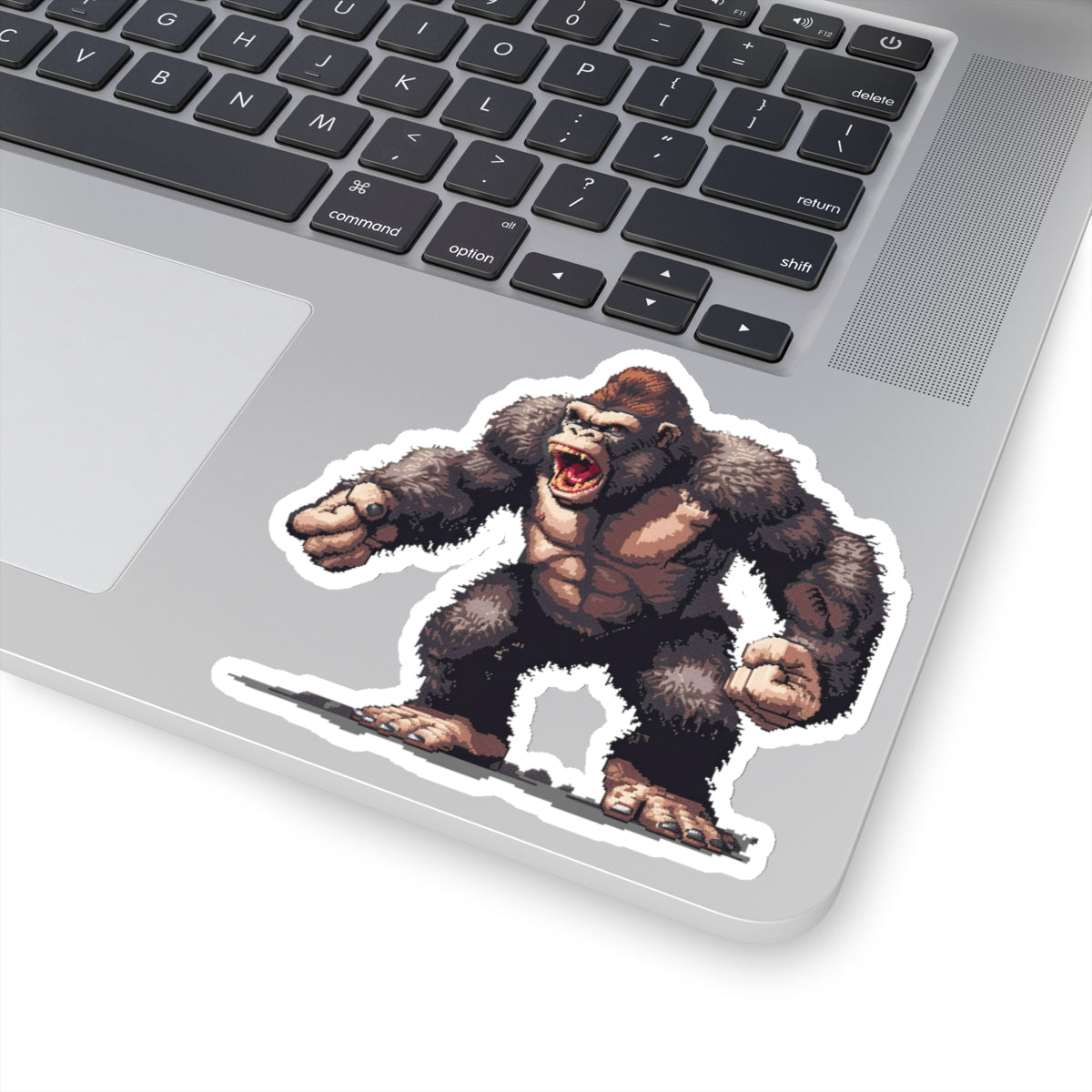 Pixelated Angry Giant Ape Arms Spread Vinyl Sticker