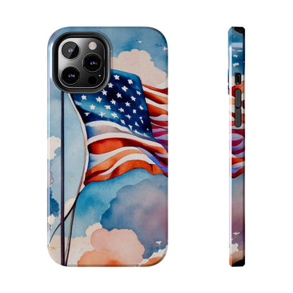 Windswept Patriot Watercolor Flag Tough Phone Case