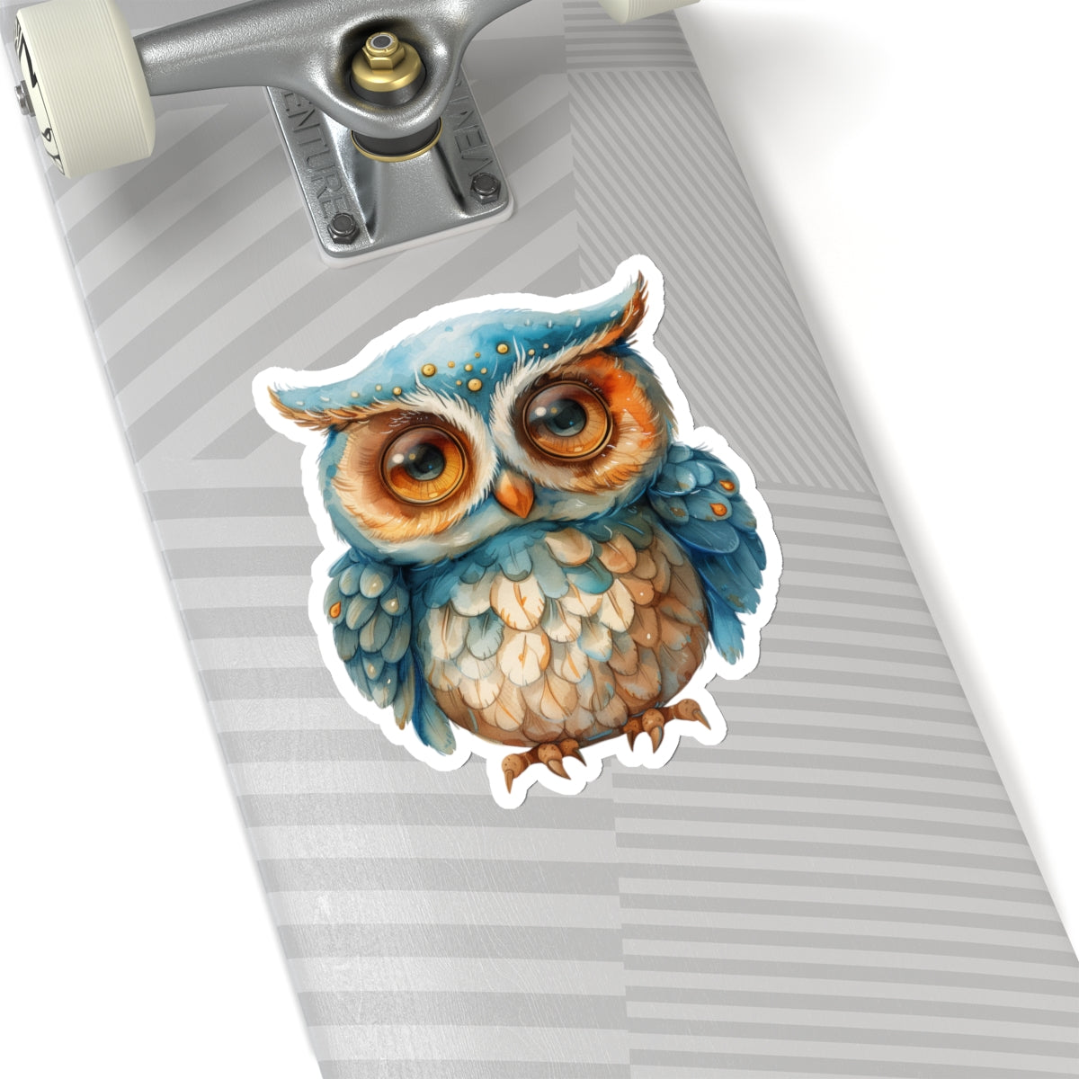 Arctic Blue Owl Watercolor Cartoon Sticker