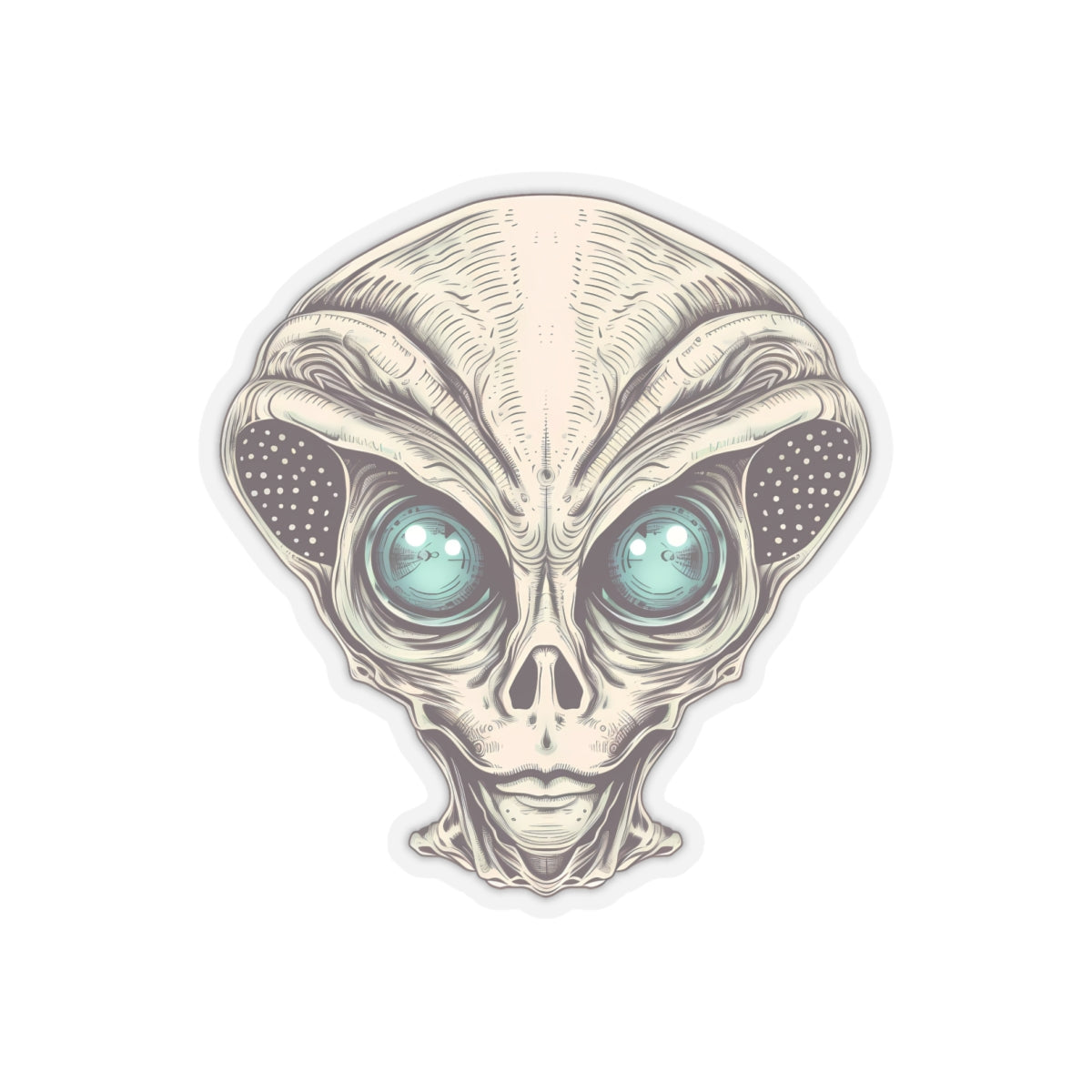 Tan Alien Head Vinyl Sticker