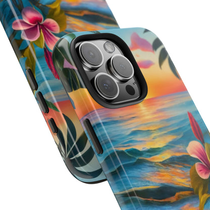 Sunset Palms and Hibiscus Tough Phone Case