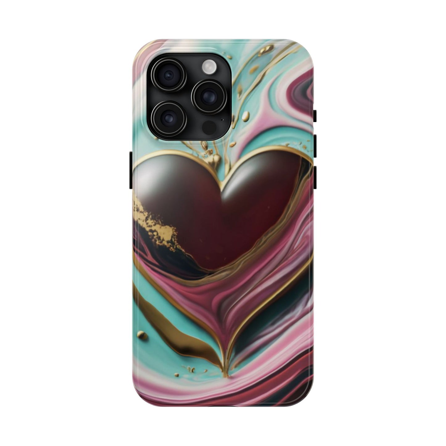 Glossy Heartburst Acrylic Pour Tough Phone Case