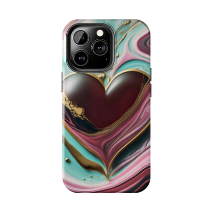 Glossy Heartburst Acrylic Pour Tough Phone Case