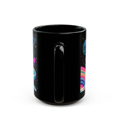 Galactic Surf Adventure Mug – Astronaut Riding Waves in Space