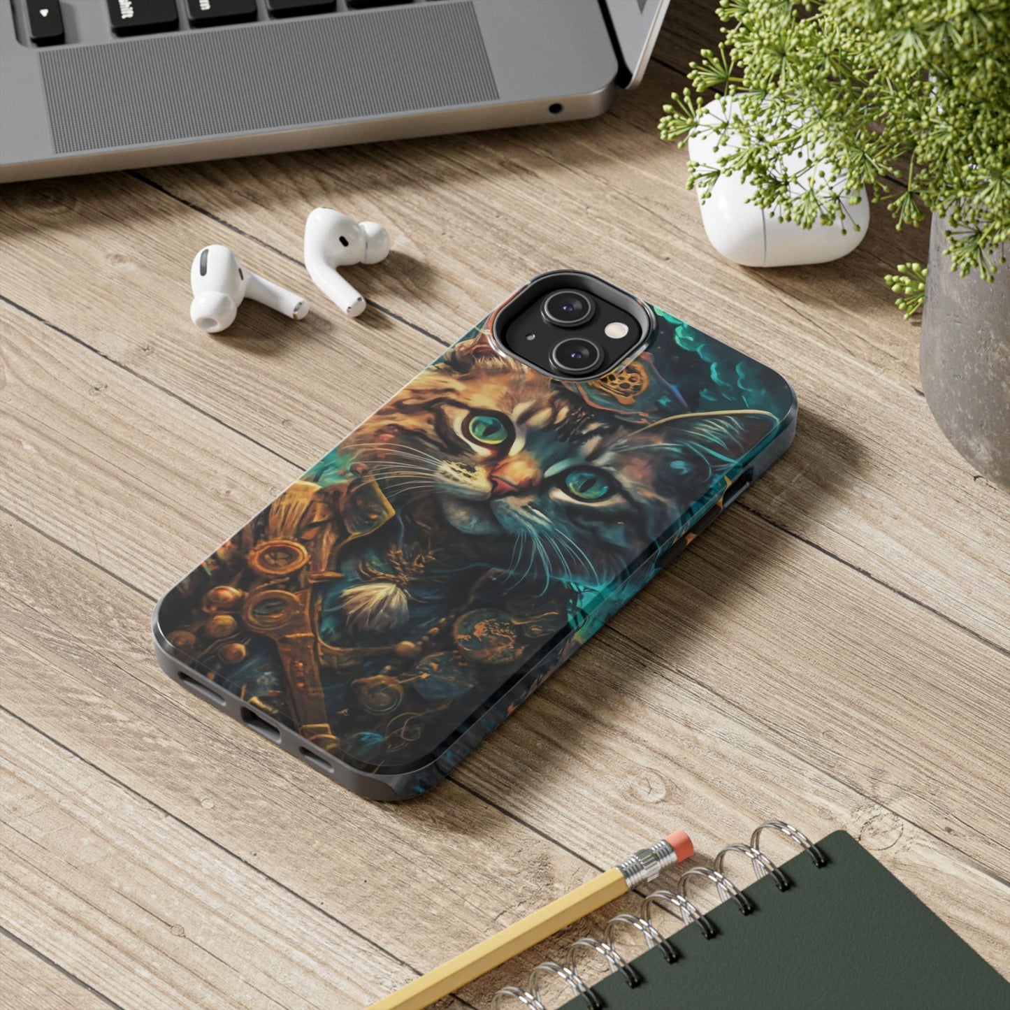 Cartoon Cat Pirate Starry Night Tough Phone Case