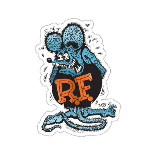 Blue Blaze Rat Fink Sticker: Electric Citrus Edition