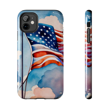 Windswept Patriot Watercolor Flag Tough Phone Case