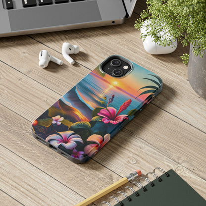 Sunset Beach Hibiscus Palms Tough Phone Case