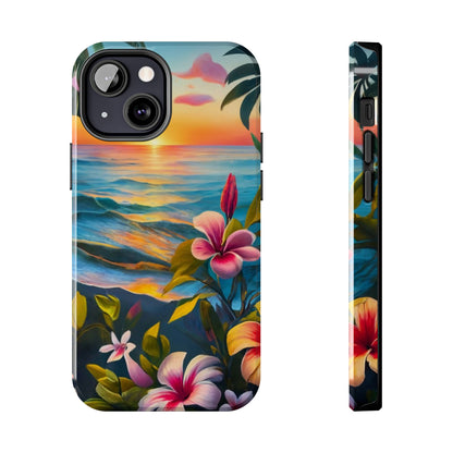 Sunset Palms and Hibiscus Tough Phone Case