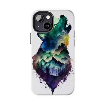 Moonlit Howling Wolf Double Exposure Tough Phone Case