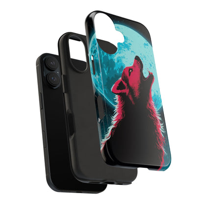 Teal Moon Wolf Serenade Tough Phone Case