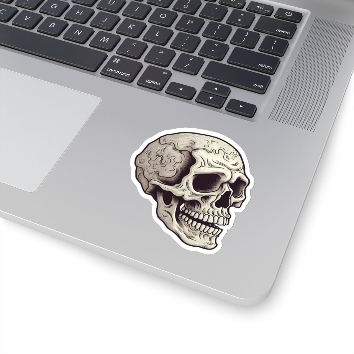 Wavy Cracked Texture Skull Sticker