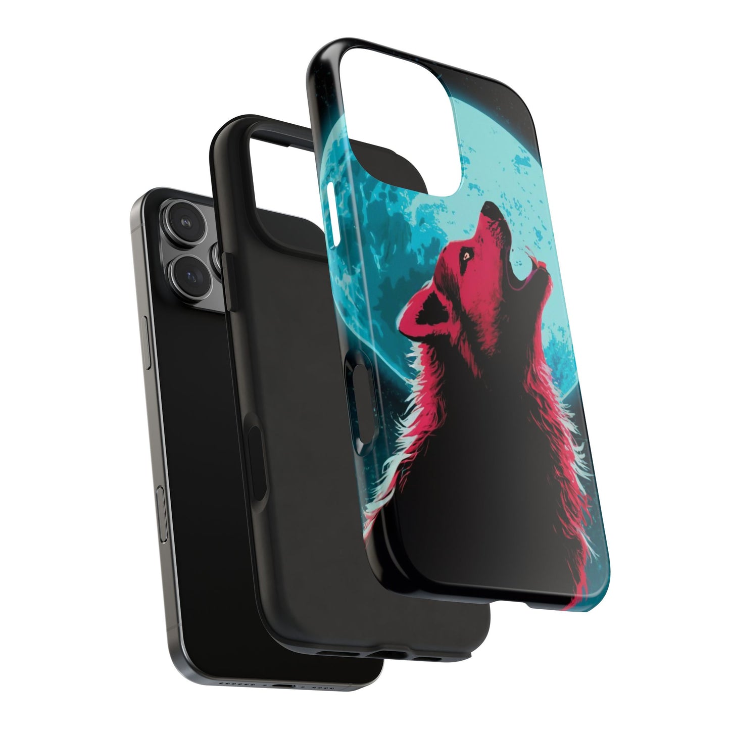 Teal Moon Wolf Serenade Tough Phone Case