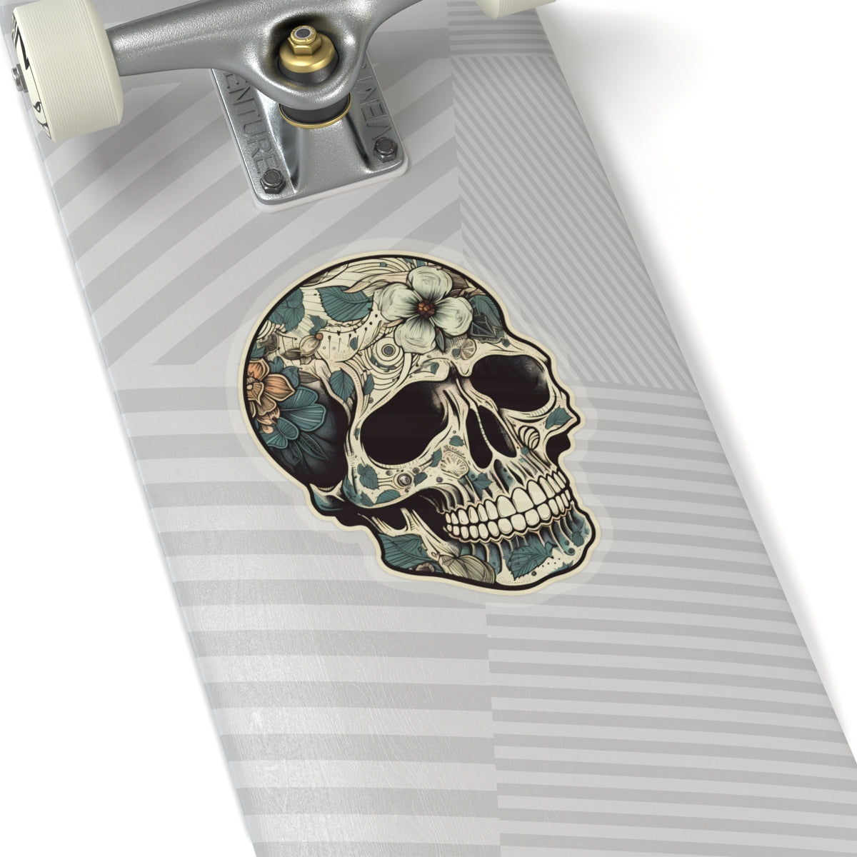 Tan Floral Skull Sticker