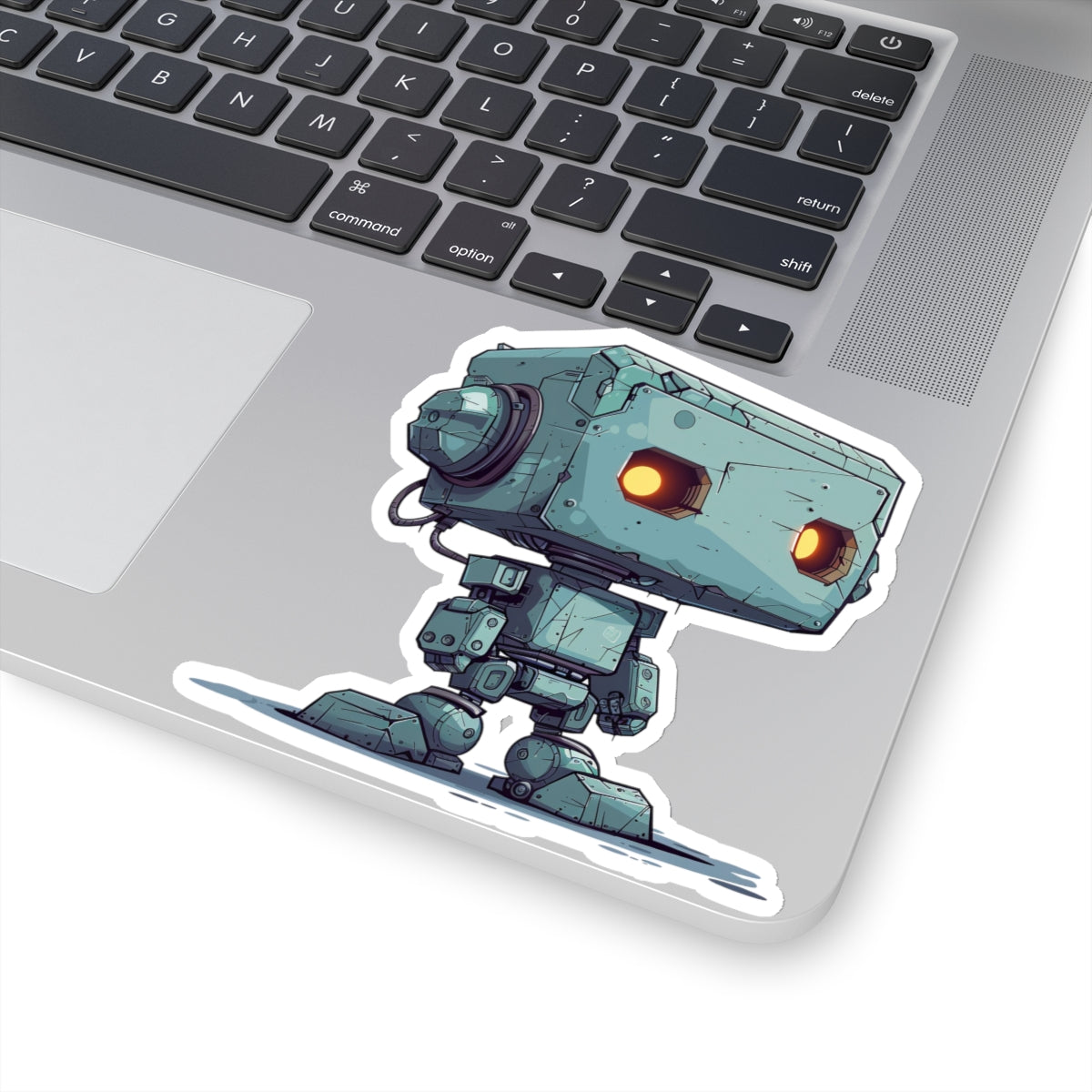 Teal Blocky Robot Vinyl Sticker